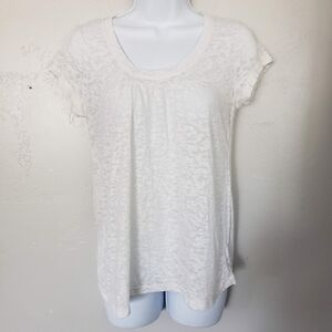 O'Neill Medium White Short Sleeve Shirt Burnout Basic Tee Semi-Sheer Top T-shirt